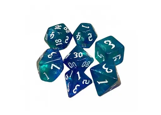 Набір кубиків Double Color Glitter 7 Dice Set - Blue-Aqua , 7 шт. (g7dglitdc01)