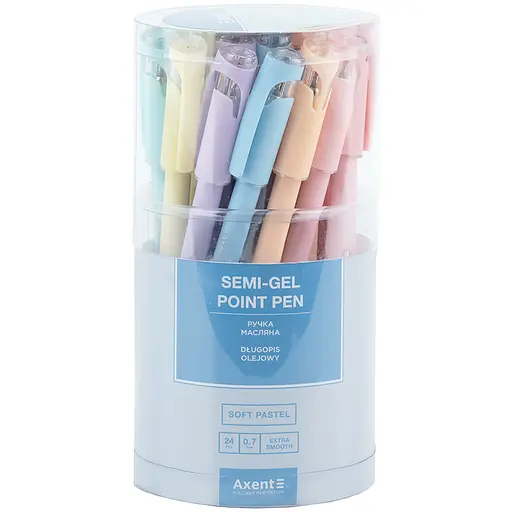 Набір ручок Axent Soft Pastel масляні 24 шт. сині (AB1102-02-A) - фото 3