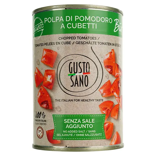 Томати Gusto Sano Organic Chopped Tomatoes очищені різані кубиками органічні 400 г