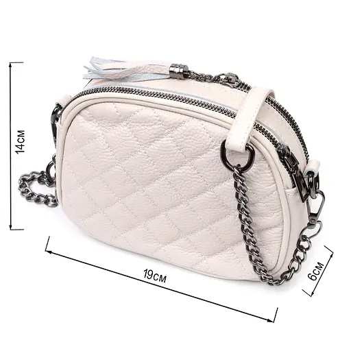 Женская стеганая сумка Vintage из мягкой натуральной кожи 19х14х6 см sum0029054 - фото 3