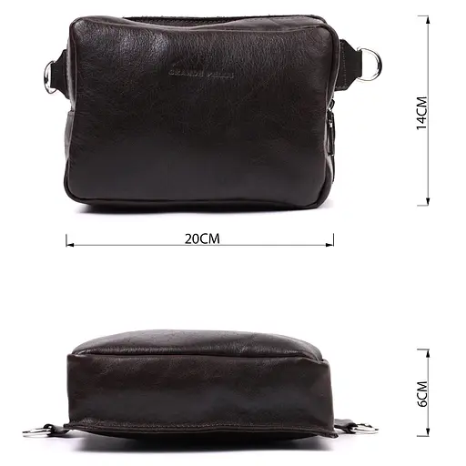Кожаная мужская сумка GRANDE PELLE 20,5х14,5х6,5 см sum0026532 - фото 2