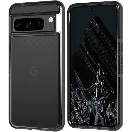 Оригинальный противоударный силиконовый чехол Tech21 Evo Check для Google Pixel 8 Pro (6.7") Smokey Black - фото 9