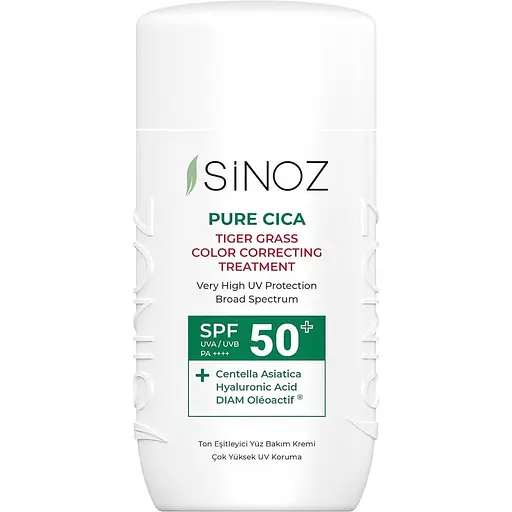 Солнцезащитный флюид для лица Sinoz Pure Cica Tiger Grass SPF50+ для коррекции тона кожи 50 мл
