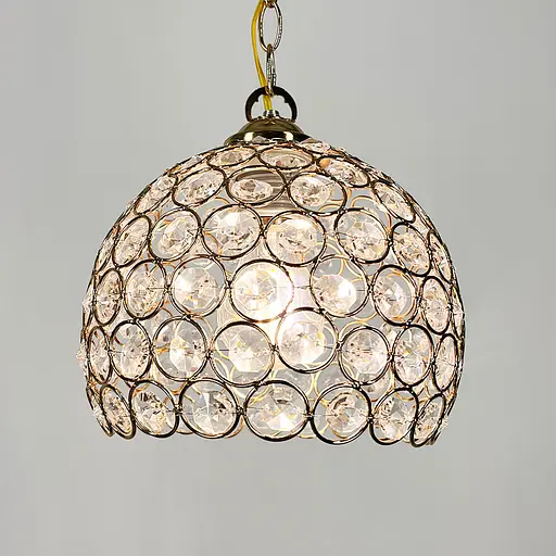 Золотий підвісний світильник із декоративним кришталем Ø 20 см | Line F | Арт. 402/1M GD - фото 5