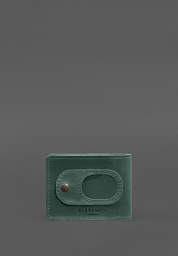 Кожаная обложка для удостоверения участника боевых действий (УБД) с карманом для жетона зеленая Crazy Horse - фото 4