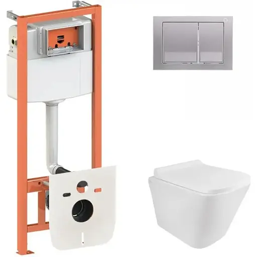 Набір Q-tap інсталяція 3 в 1 Nest QT0133M425 з панеллю змиву квадратною QT0111M06029SAT + унітаз з сидінням Tern QT1733052ERW - фото 1