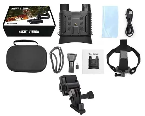 Прибор (бинокуляр) ночного видения NV8160 (до 400м) с креплением на голову и шлем (Черный) - фото 10