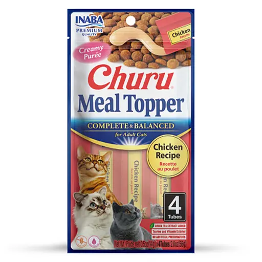 Лакомство Inaba Churu Meal Topper для кошек кремовый мусс в стиках с курицей 4x14 г - фото 1
