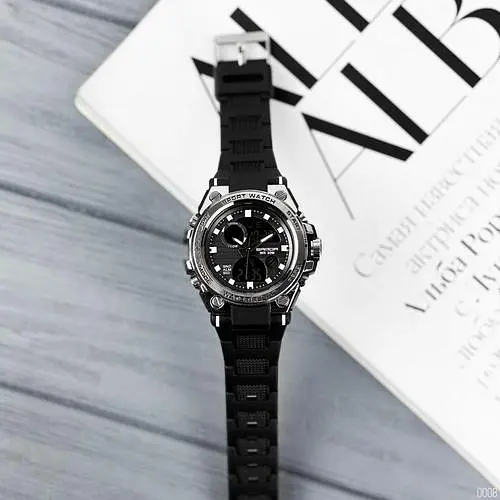 Наручний годинник чоловічий 739 Black-Silver Sanda acs0030962 - фото 8
