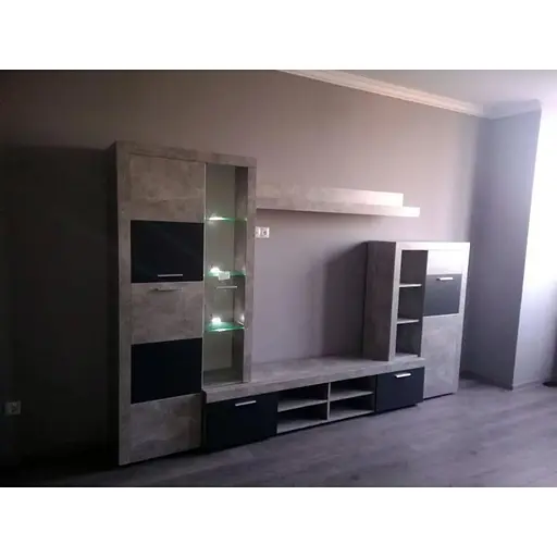 Модульна стінка для вітальні Гербор Альпін (4 елементи) Бетон ательєр + Антрацит (GRB-1893) - фото 4