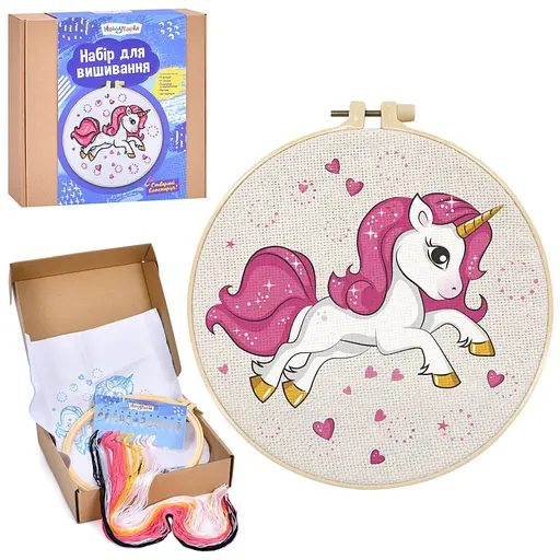Дитячий набір для вишивання "Єдиноріг" DYEK1014 п'яльце 20 см