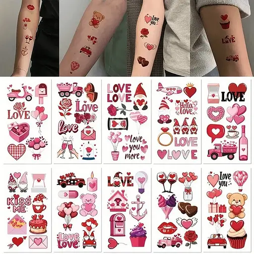 Набор временных тату "Любовь № 2" Fresh Tattoo Love-tattoo-mini-set-2-10, 12 х 7 см 10 шт - фото 1