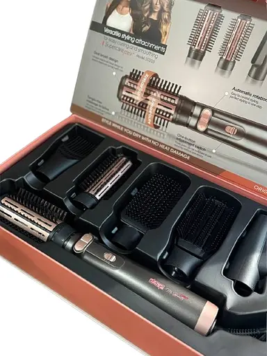 Фен щітка для волосся DSP 50205 8в1 з щіткою, що обертається і насадками для укладання волосся 1000 Вт Сірий - фото 3