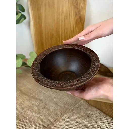 Миска для галушок керамічна (глиняна) різьблена Декор 700 мл - фото 5