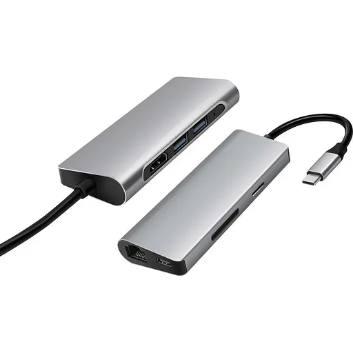 USB-хаб Prologix 7-in-1 Type-C to HDMI+2xUSB3.0+PD+Lan+TF+SD (PR-WUC-105B) [77281] - фото 2