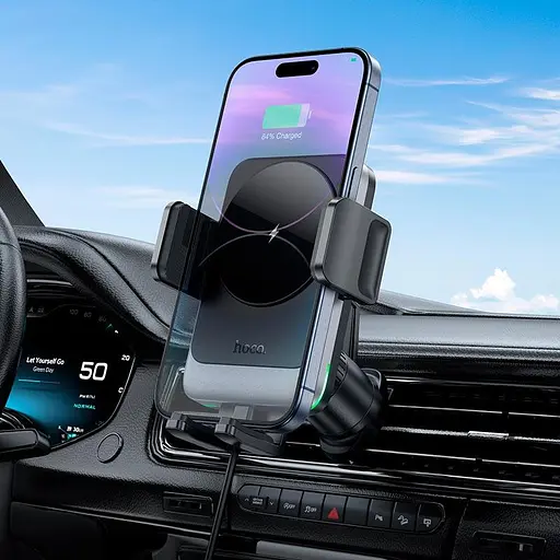 Держатель Hoco Speed wireless fast charging Car holder HW13 air outlet 15W 4.5-7" - фото 3