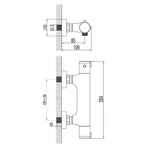 Термостат для душа Imprese Kucera black matt f03303410AB Черный матовый - фото 2