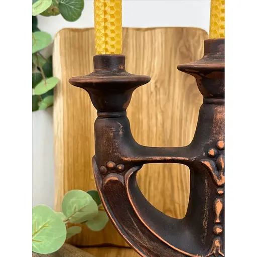 Свічник на три свічки керамічний (глиняний) різьблений - фото 5