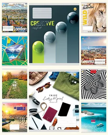 Зошити учнівські 96 аркушів клітинка Тверда ТЕ41704 Мікс 3, 10 шт. в упаковці