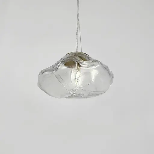 Скляний прозорий підвіс з легкими вигинами у латунному корпусі Ø 20 см | Line F | Арт. MJ82-200 AB+CL - фото 3