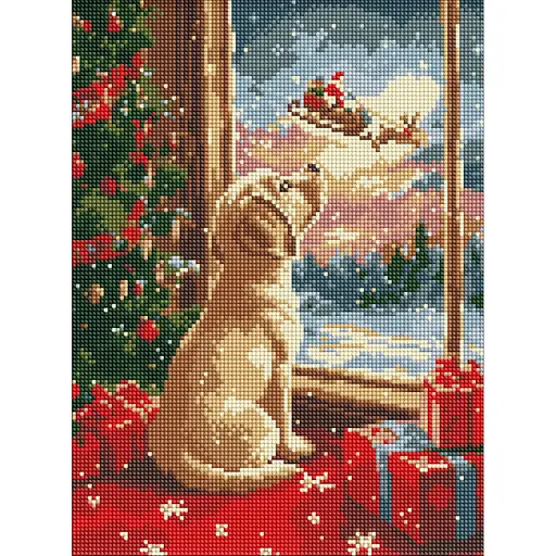 Алмазная мозаика без подрамника Мечтательный щенок AMC8116, 30х40 см