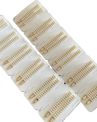 Набір заколки-невидимки з перлинами 24 шт Золотистий - фото 1