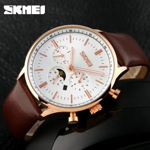 Мужские классичесие часы Skmei 9117 White Gold - фото 7