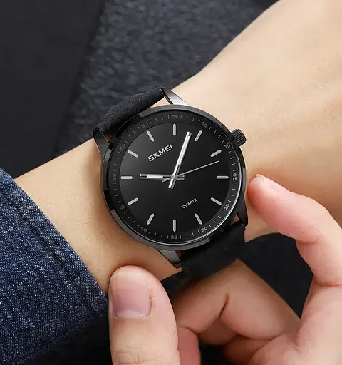Часы классические мужские Skmei 2034 (Черный с черным) - фото 4