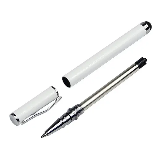 Стилус ємнісний, з кульковою ручкою, металевий, білий. - фото 2