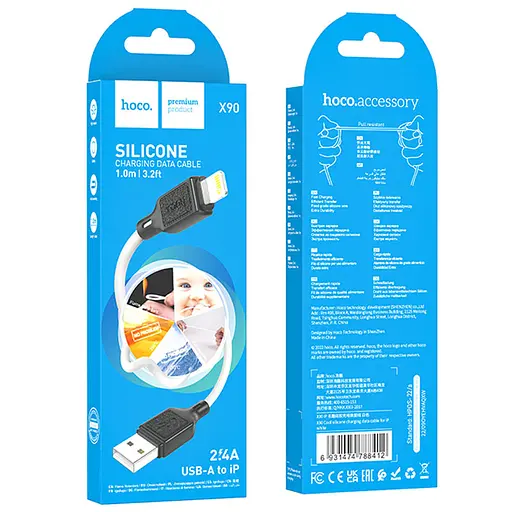 Дата кабель Hoco X90 Cool silicone USB to Lightning (1m) White - фото 5