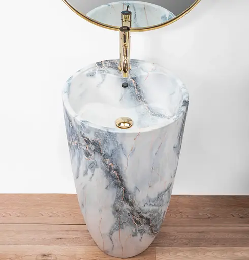 Умивальник Rea Anya granit matt мармур підлоговий REA-U5802, Мармур - фото 3