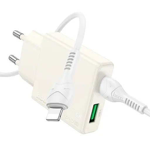 Адаптер сетевой Hoco Type-C для Lightning cable Biscuit charger N45 |1USB/1Type-C, QC/PD, 30W/3A| - фото 1