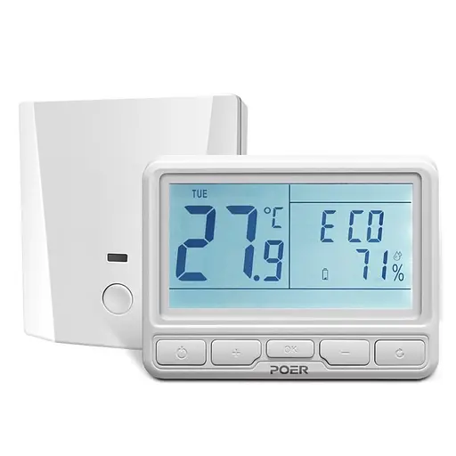 Бездротовий термостат для теплої підлоги або обігрівача Poer PTC16, з бездротовим терморегулятором (100404)