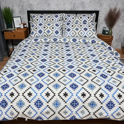 Пододеяльник Moon&Star Бязь Gold Люкс Blue Mosaic Полуторный 143x210 см - фото 2