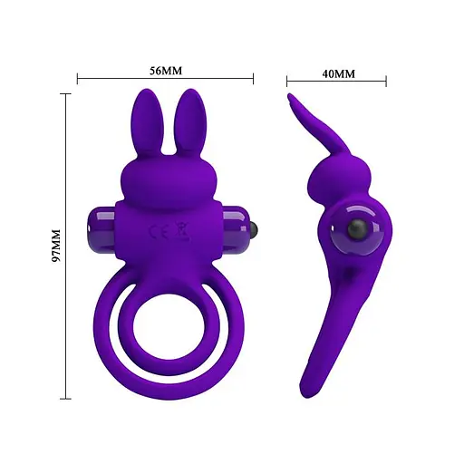 Эрекционное кольцо Pretty Love Ring Bunny III 9.7х4.0 см фиолетовый - фото 6