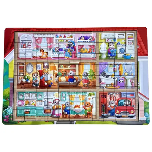 Дерев'яний пазл-вкладиш "Котячий будинок пазл літній" Ubumblebees (ПСД273) PSD273 - фото 1