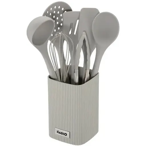 Набір кухонного приладдя Magio MG-1131 із підставкою 8 предметів Сірий - фото 1