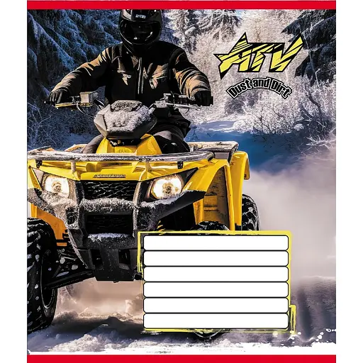 Тетрадь ученическая Квадроциклы 012-510232C-4 в косую линию, 12 листов