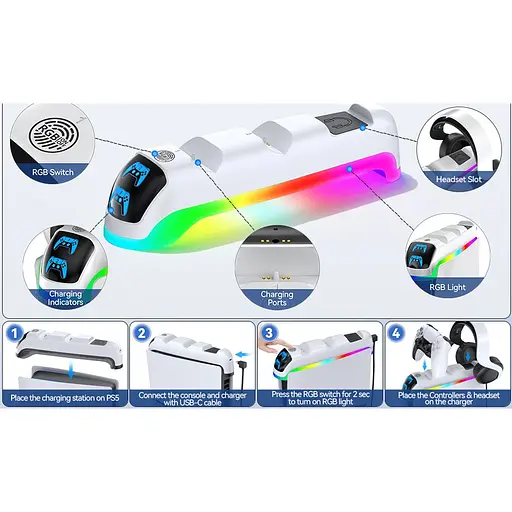 Зарядная станция Oivo NG-P5301 для DualSense Sony PS5 (129235) - фото 4