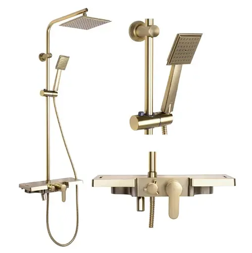 Душова система Rea Bravo brushed gold з виливом REA-P4121, Золотий - фото 4