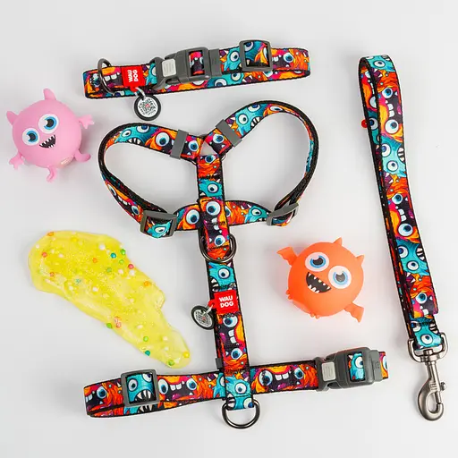 Нашийник для собак нейлоновий Waudog Nylon з QR-паспортом "Зубасті монстри" пластиковий фастекс М Ш 20 мм Д 28-40 - фото 2