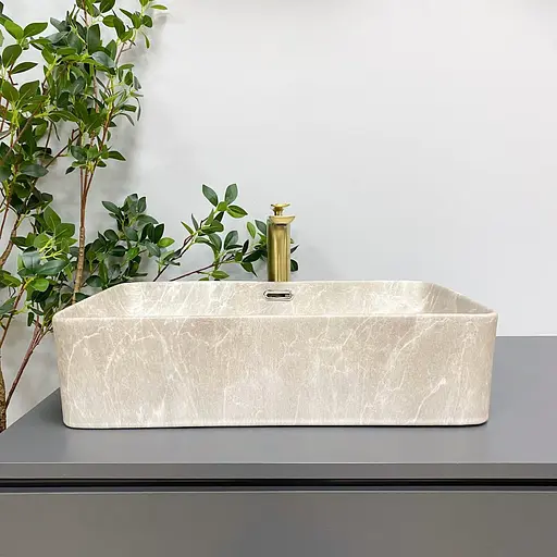 Умивальник VBI Arabba M beige stone matt накладний VBI-013504 - фото 4