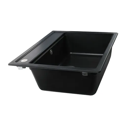 Гранітна мийка Globus Lux Volta чорний металiк 570x510 мм А0001, Чорний - фото 3