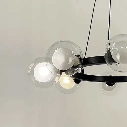 Кольцевая черная люстра с 8 двойными плафонами Ø 50 см Ст. MJ 207/8 BK Line F - фото 3