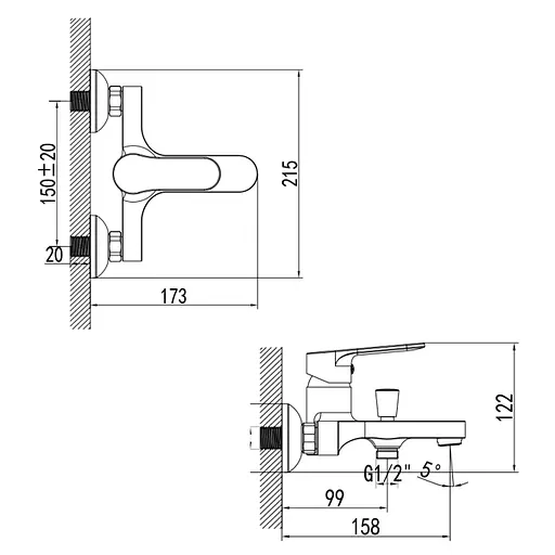 Смеситель для ванны Corso DB-1C138C - фото 8