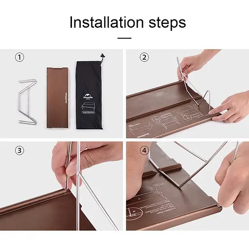 Стол раскладной алюминиевый для пикника Naturehike NH17Z001-L, 34х25 см, серый - фото 4