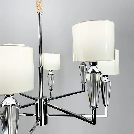 Класична хромова люстра з круглими абажурами Line.F AT 30/8 - фото 5