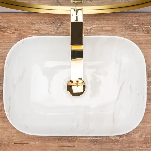 Умивальник Rea Belinda calala marmur накладний REA-U6599, Білий - фото 3