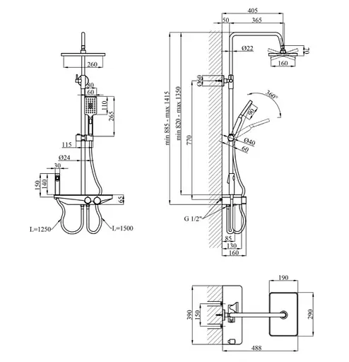 Душевая система Kroner KRP Armada - W066 (CV033879) - фото 14