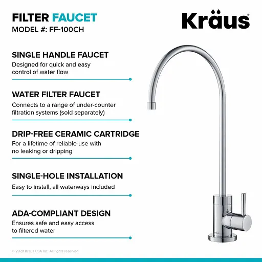 Кран кухонный к фильтру Kraus Purita FF-100CH Хром - фото 10